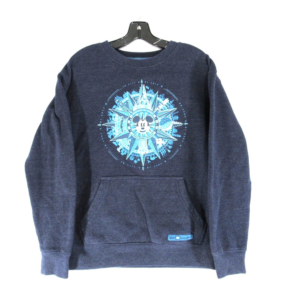Disney Parks Sweater Small Blue Discover The Magic Compass Mickey Waffle Knit